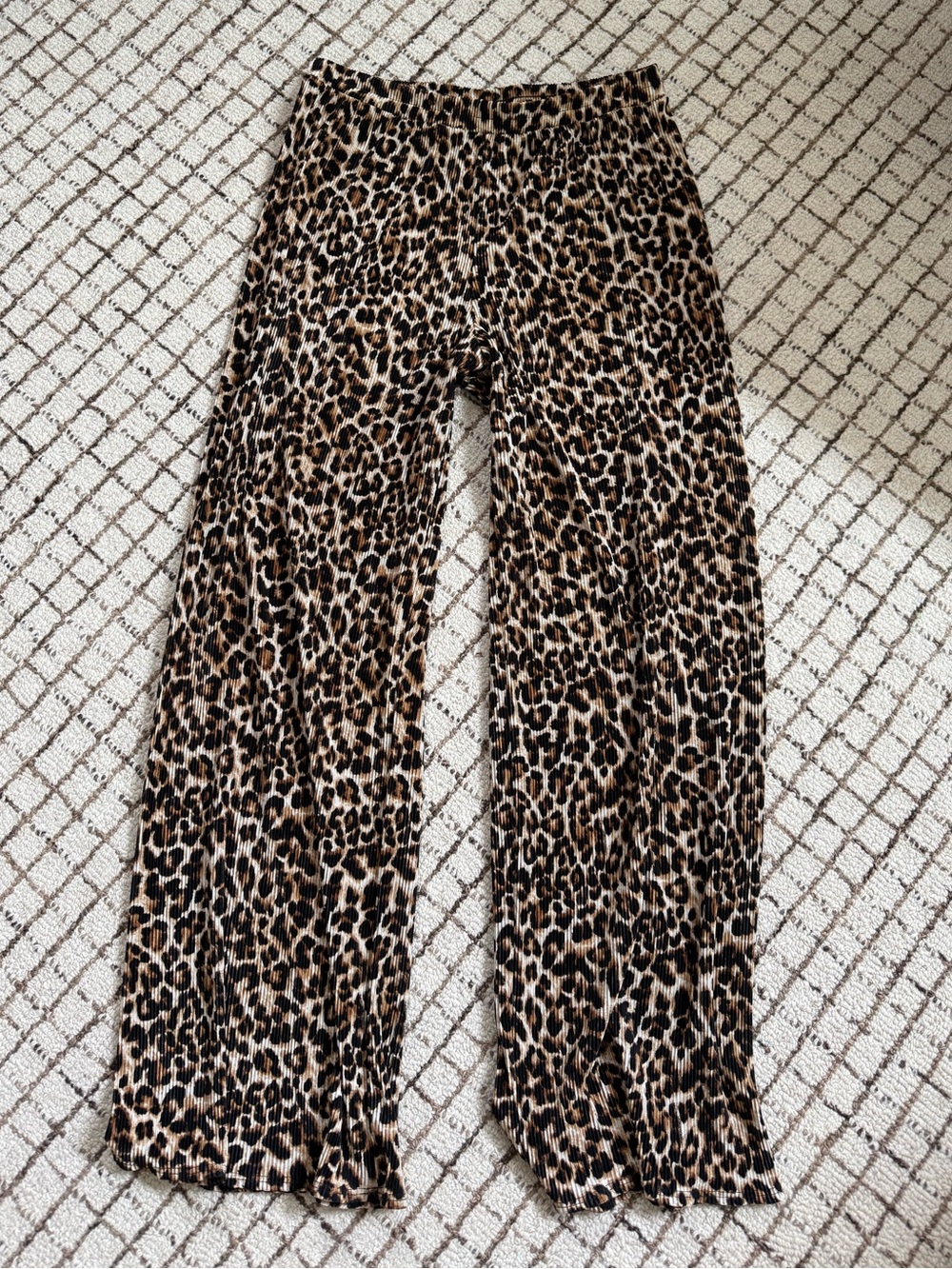 Renee C. Plisse Leopard Print Pants